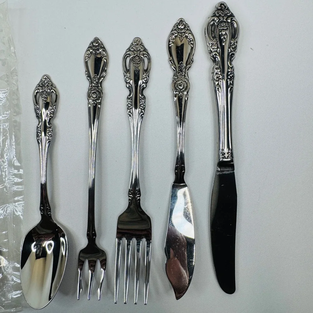 Oneida Plantation‎ Stainless Mixed Serving Utensils Lot 6 Rose Floral Flatware